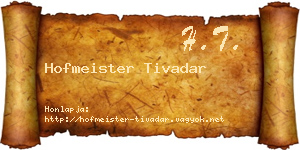 Hofmeister Tivadar névjegykártya